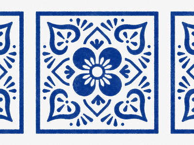 Talavera Tile blue botanical bright coastal design flower fresh illustration leaf mediterranean pattern print simple spanish talavera tile vector