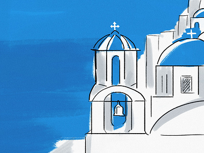 Santorini, Greece beach blue blue and white christian church design fresh greece greek illustration island line art marine mediterranean minimal ocean saline