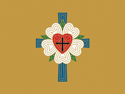 Luther's Rose christ christian church cross design flower gold gospel heart hope icon illustration line linework logo luther lutheran rose vector