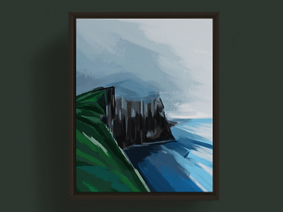 Cliffs of Moher, Ireland cliffs color color block countryside design fog gloomy green illustration impressionism ireland irish moher moody ocean painting pasture rugged sea seaside