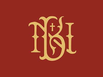 B N Monogram branding christian cross design gold icon illustration logo maroon monogram typography vector victorian