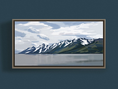 Grand Teton National Park, WY adventure blue clouds color block forest grand gray illustration impressionism lake mountains national park national parks painting range scenic tetons united states wyoming