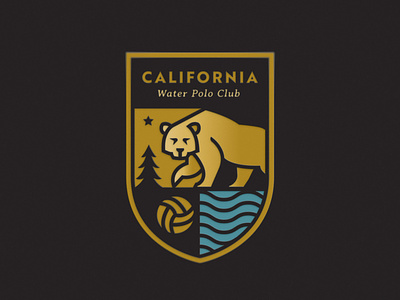 California Water Polo Club badge beach vibes bear cali california club design fantasy golden icon illustration lineart olympics poolside sports sports club swimming water water polo water sports