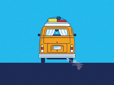 VW Adventure Van adventure bus camper camping cross design drive illustration orange surf van vintage vw