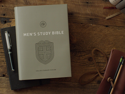 Men's Study Bible army bible book christian church cross design icon illustration linework logo men military minimal shield simple