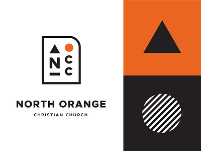 NOCC Logo WIP circle logo minimal north orange sans serif triangle