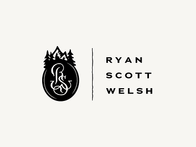 RSW Logo Design Final adventure black and white branding hand drawn logo monogram mountain photography trees