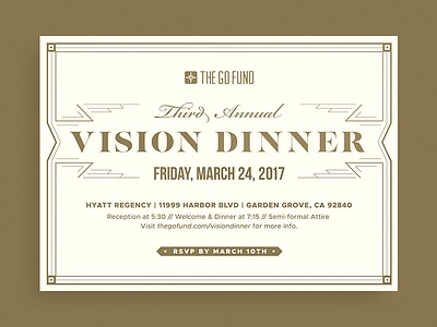 Vision Dinner Invitation annual creme dinner gold invitation invite off white pantone 871