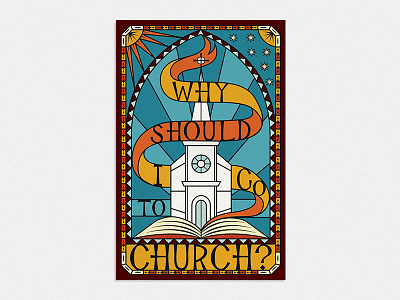 Stain Glass Illustration christian church cross crossway design font glass illustration light stroke word