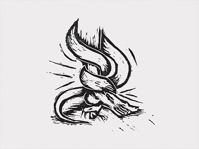 Protoevangelium black christian cross design foot handdrawn illustration linocut snake white woodcut