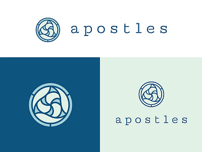 Apostles Church blue brand church fish geometric icon identity logo mark minimal trinity type