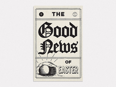 The Good New of Easter christian church cross design font illustration newspaper sketch stroke vintage word