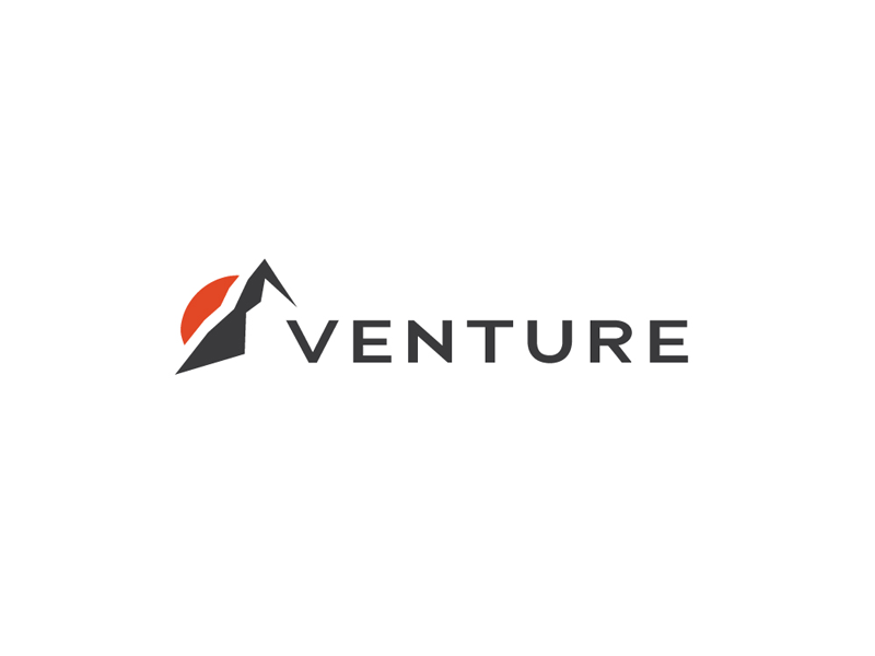 Venture Logo adventurer black design gestalt logo mountain negative space orange sun typography vector