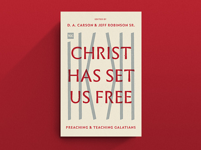 Christ Has Set Us Free blue book christian church cover design illustration minimal print prison red typography vintage