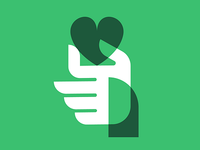 Hand and Heart christian design gestalt green hand heart icon illustration logo minimal minimalism reformed simple vector white
