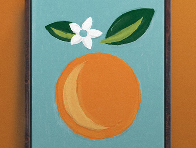 Navel Orange abstract art blossom blue botanical citrus design digital green illustration mid century minimal navel orange series