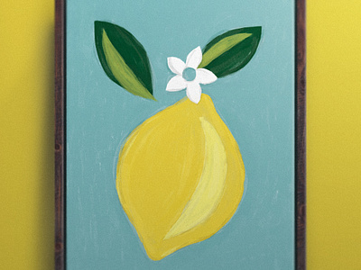 Meyer Lemon abstract aqua art blue citrus design digital green illustration lemon mid century minimal series simple yellow