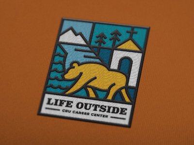 Embroidered Badge - Life Outside - CC adventure badge badge logo bear blue california career design gold icon illustration logo minimal outdoor patch simple typography vector