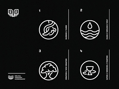 Biblical Theology Icons (1) black book branding bread christian contrast cover curse design grid icon illustration logo minimal simple snake tree type typography vector