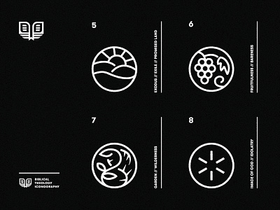 Biblical Theology Icons (2) black book branding christian church design grape grid horizon icon illustration light logo minimal simple type typography vector vines vintage