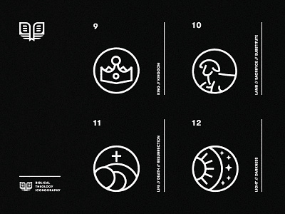 Biblical Theology Icons (3) black book branding christian church contrast cross crown design icon illustration logo minimal sheep simple stars type typography vector vintage