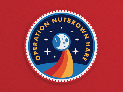 Operation Nutbrown Hare blue branding dad daddy design gold hare icon illustration kid logo minimal mission patch retro simple space vector