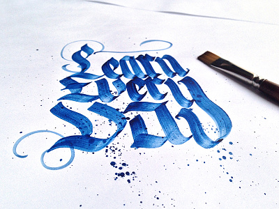 Learn every day - Calligraphy blue callligraphy hand-type handwriting learn-every-day letters paint type typography