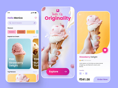 Ice Cream Mobile App UI branding graphic design ice cream app ui ice cream mobile app mobile app ui mobile ui ui ui design ux design uxui