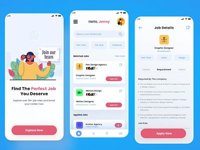 Job Finder Mobile App UI app branding design graphic design ice cream mobile app illustration job mobile app ui job mobile ui mobile app mobile ui ui ui design ux ux design vector