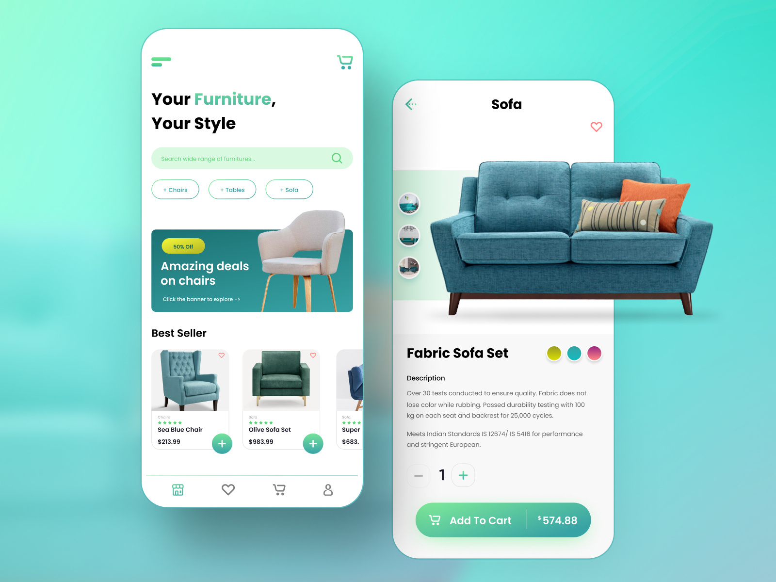 Furniture Mobile App UI by Saurav Nayak on Dribbble