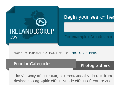 Lookup Ireland website header web
