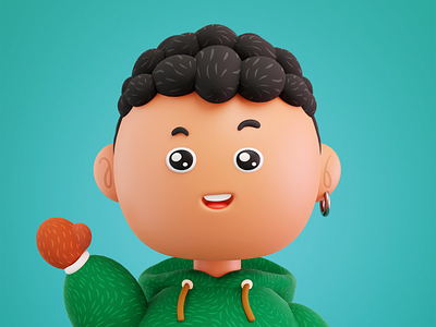 Hello Dribbble !!! 3d animation avatar character cute hello illustration