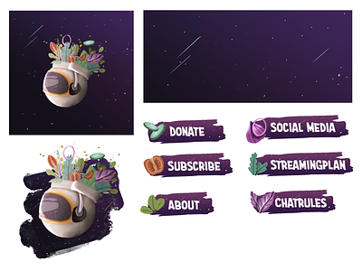 Twitch Images for a team of streamers branding design illustration twitch twitchbanner twitchbuttons twitchprofile vector