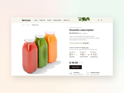 Farm.One / Desktop / Choose your smoothie animation design ecommerce food healthy food illustration interection ui ui design ux webdesign