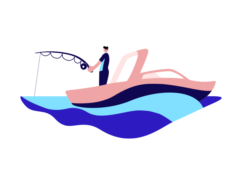 Fisherman animation art design flat illustration illustrator minimal vector web website