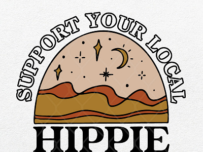 Support Your Local Hippie Boho Vintage Retro hippie local retro support vintage