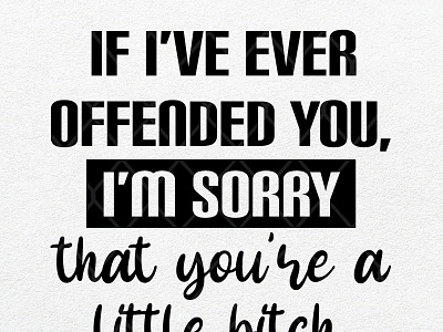 If I’ve Ever Offended You I’m Sorry That You’re A Little Bitch