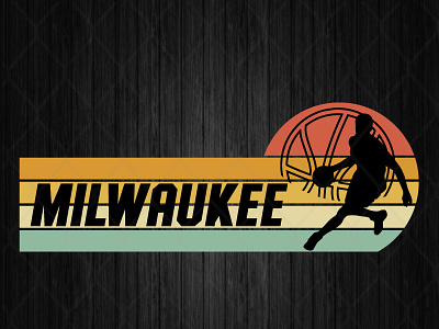 Milwaukee WI Cityscape Retro Sun Basketball Vintage