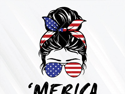 Messy Bun Merica Flag