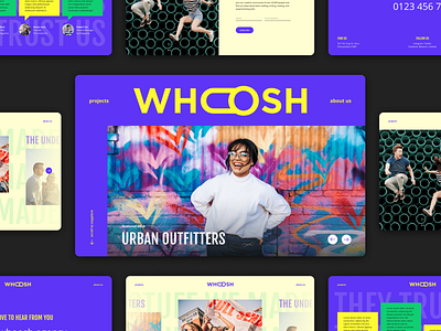 WHOOSH ad agency agency graphic design typography ui ui design web design website website concept