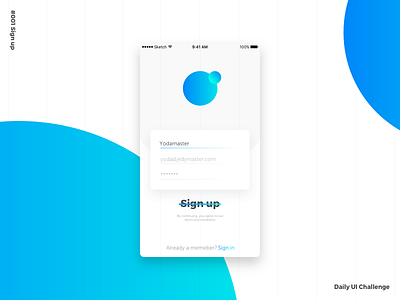 Daily UI Challenge - SIgn up Page mobile challenge form gradient inspiration iphone login mobile onboarding signup sketch ui