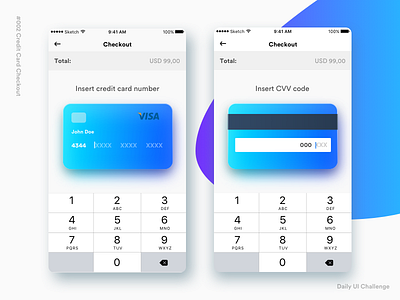 Daily UI Challenge - Credit Card Checkout card challenge checkout credit gradient inspiration iphone mobile sketch ui