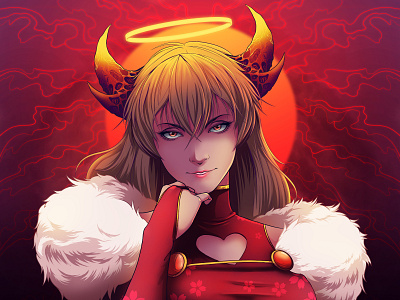 Lili anime demon girl illustration nft tezos