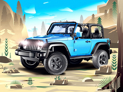 Jeep - Realistic Illustration car carillustrations illustration jeep jeepillustrations jeeprealisticillustrations offroadillustrations offroadjeep realisticillustrations vector wrangler wranglerjeep