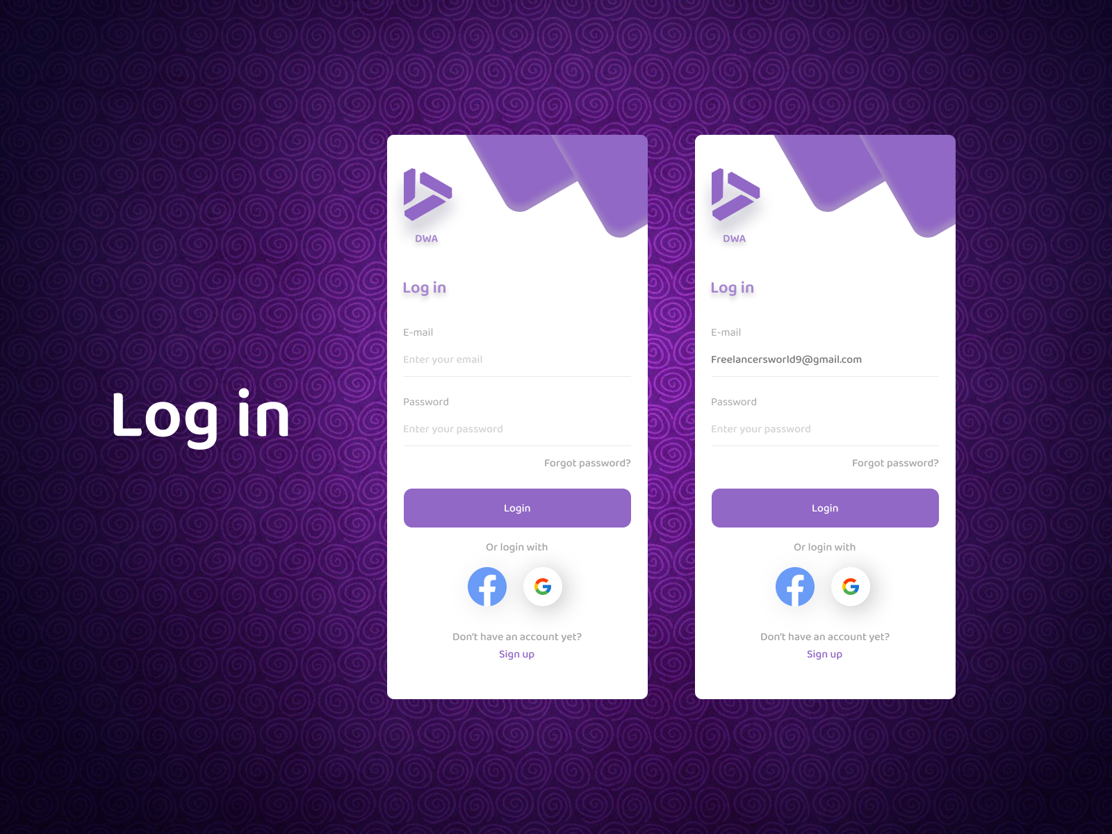 Log in Screen by Farman_Khan on Dribbble