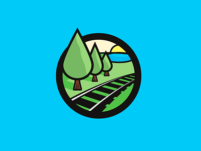 Cypress Junction branding illustration logo railroad thick lines tree