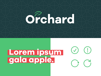 Orchard Logo Design green icons logo pattern red type wip