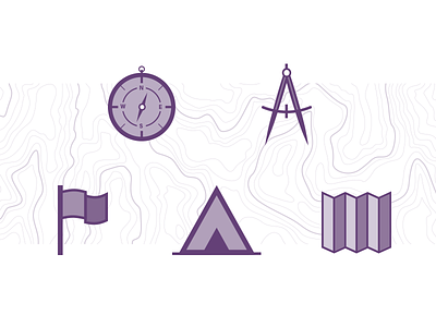 Adventure Icons adventure basecamp compass flag icons map purple tent texture topography