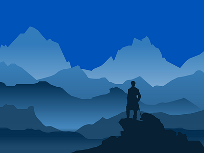Man on the Mountain art illustration illustrator mountain vector
