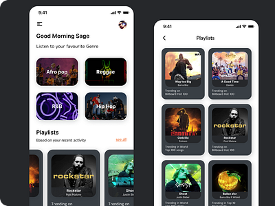 A Music App UI mobile mobile design typography ui ux